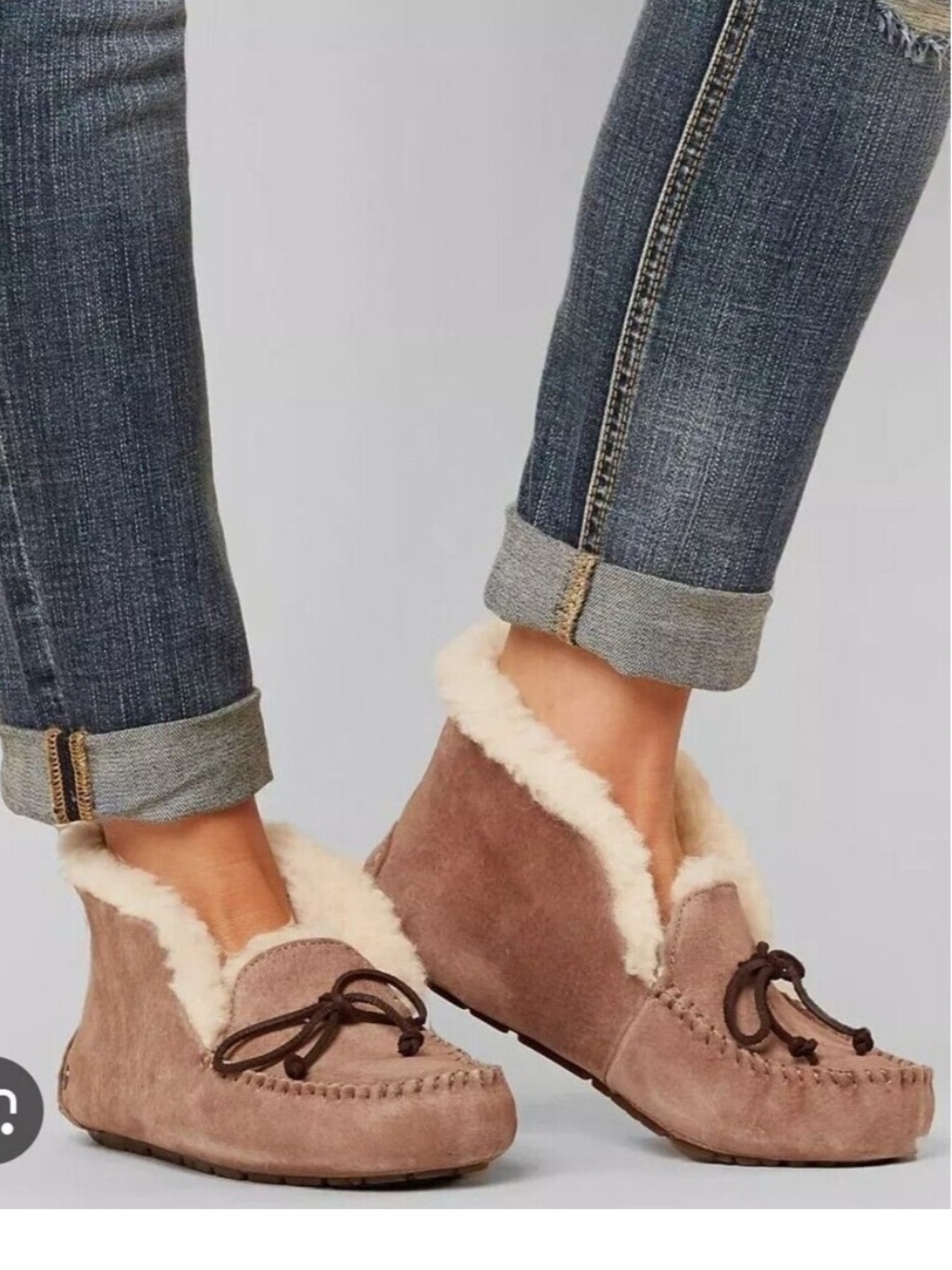 UGG Alena Slipper chestnut suede moccasins booties fur women’s 6